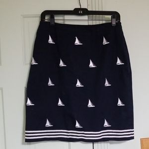 Talbots navy sailboat print skirt